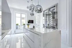 Kitchen interior with marble floor