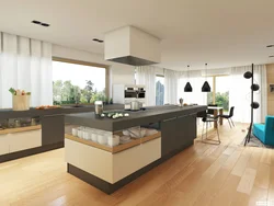 Living room with island photo