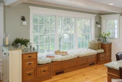 Kitchen design with drawers by the window