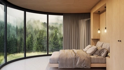 Bedroom interior with panoramic window