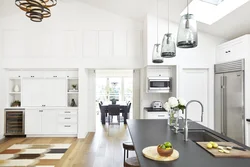 Kitchen interior with high ceilings photo