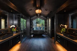 Bathroom black with wood design
