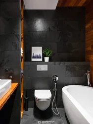 Bathroom black with wood design