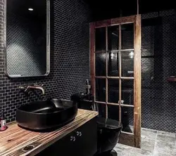 Bathroom black with wood design