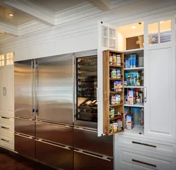 Narrow cabinets in the kitchen interior