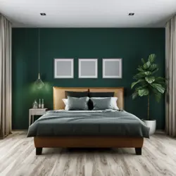 Dark green bedroom design photo