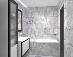 Porcelain tiles in a small bathroom photo