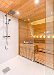 Bathroom design in a house with a sauna