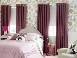 Bedroom interior wallpaper and curtains