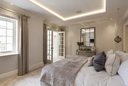 Bedroom design beige ceiling