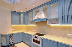 Beige kitchen with blue photo