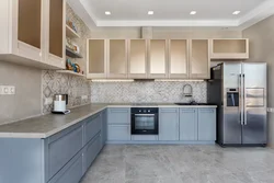 Beige kitchen with blue photo