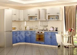 Beige kitchen with blue photo