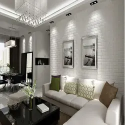 White bricks in the living room interior is wallpaper