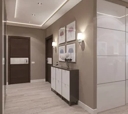 Beige color combination in the hallway interior