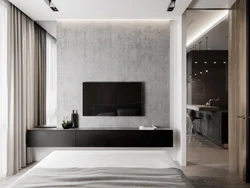 Gray plaster in the living room interior