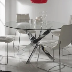 Dumaloq shisha stolli oshxona fotosurati