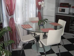 Kitchen with round glass table photo