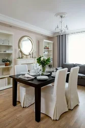 Table in a small living room in the interior