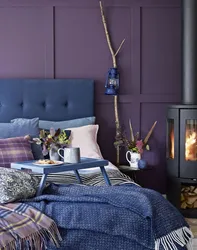 Bedroom interior blue pink