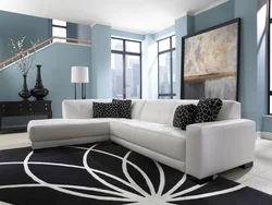 Dark corner sofa in the living room photo
