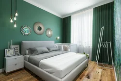 Emerald gray bedroom interior