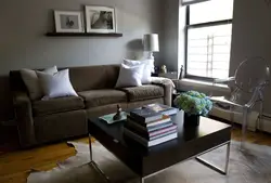 Gray Bedroom And Living Room Interior