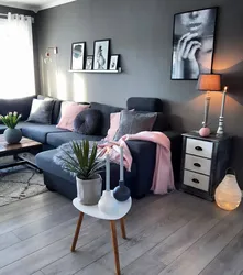 Gray Bedroom And Living Room Interior