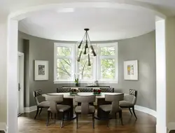 Photo of a round table for the kitchen against the wall