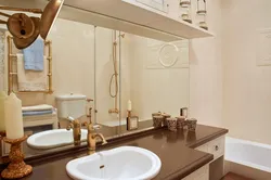 Bronze faucets in the bathroom interior
