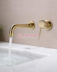 Bronze faucets in the bathroom interior