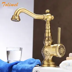 Bronze faucets in the bathroom interior