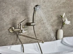 Bronze faucets in the bathroom interior