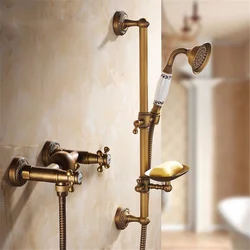 Bronze faucets in the bathroom interior