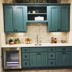 Green blue kitchen interior photo