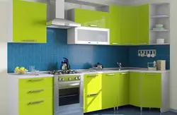 Green blue kitchen interior photo