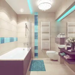 What color goes with blue in the bathroom interior
