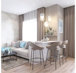 Gray beige color in the interior of the kitchen living room