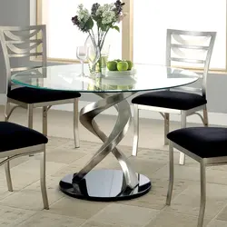 Kitchen with black glass table photo