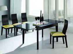 Kitchen with black glass table photo