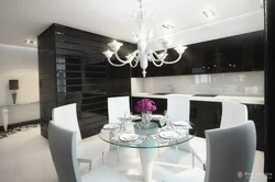 Kitchen with black glass table photo