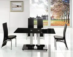 Kitchen with black glass table photo
