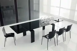 Kitchen with black glass table photo