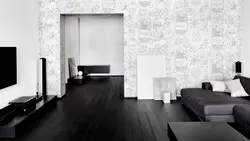 Wallpaper in the living room black and white photo