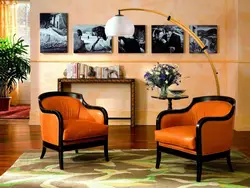 Coffee table with armchair in the living room interior