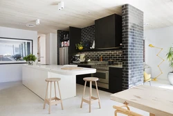 Bricks In The Interior Of The Kitchen Living Room