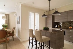 Gray brown color in the interior of the kitchen living room