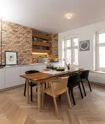 Kitchen with uneven wall photo