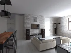 Gray loft in the living room interior