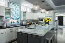Apron for a gray kitchen photo in the interior